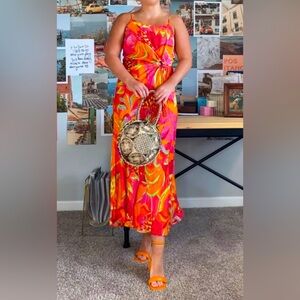 Farm Rio fruit brush cutout midi dress NWT